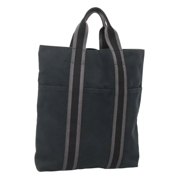 HERMES Fourre Tout Cabas Tote Bag Canvas Black Auth ti3108 - Picture 1 of 16